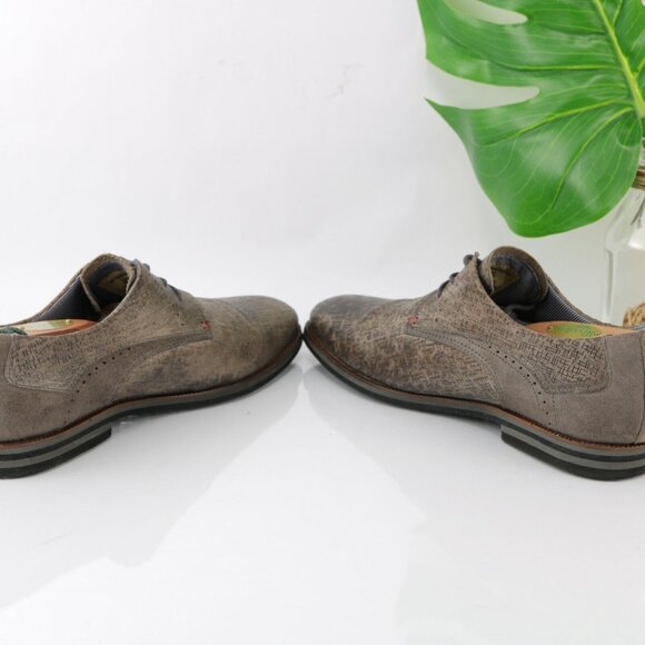 BullBoxer Mens Stanten Oxford Size 8 Gray Textured Leather Plain Toe Dress Shoe - Picture 7 of 12